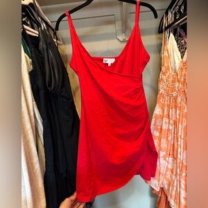 by the way. red wrap dress